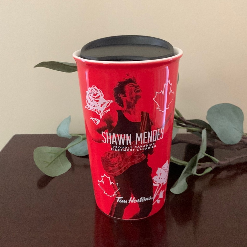 📌 NWOT TIM HORTONS Shawn Mendes Ceramic Travel Mug